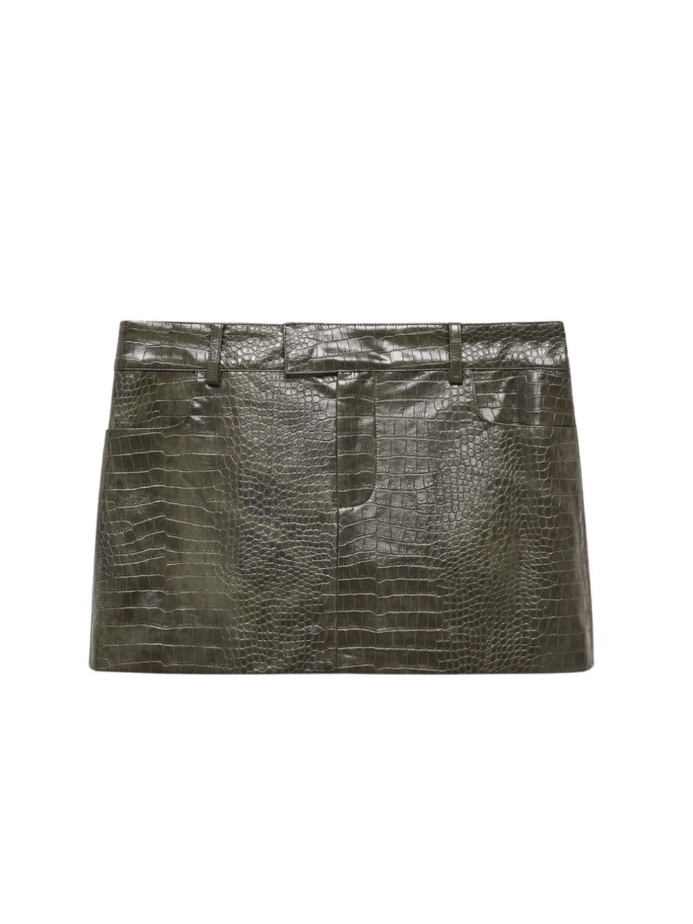 Mango croc embossed faux leather miniskirt